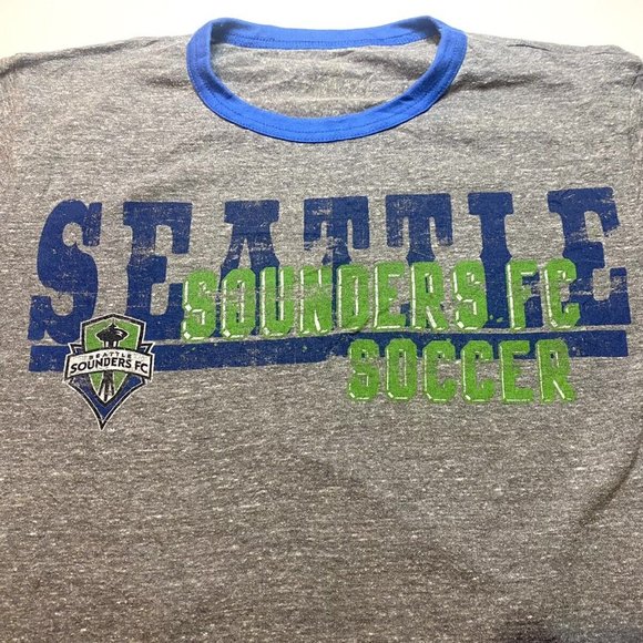 Adidas Seattle Sounders FC soccer MLS t-shirt Gray & lime Green size medium - Picture 2 of 6